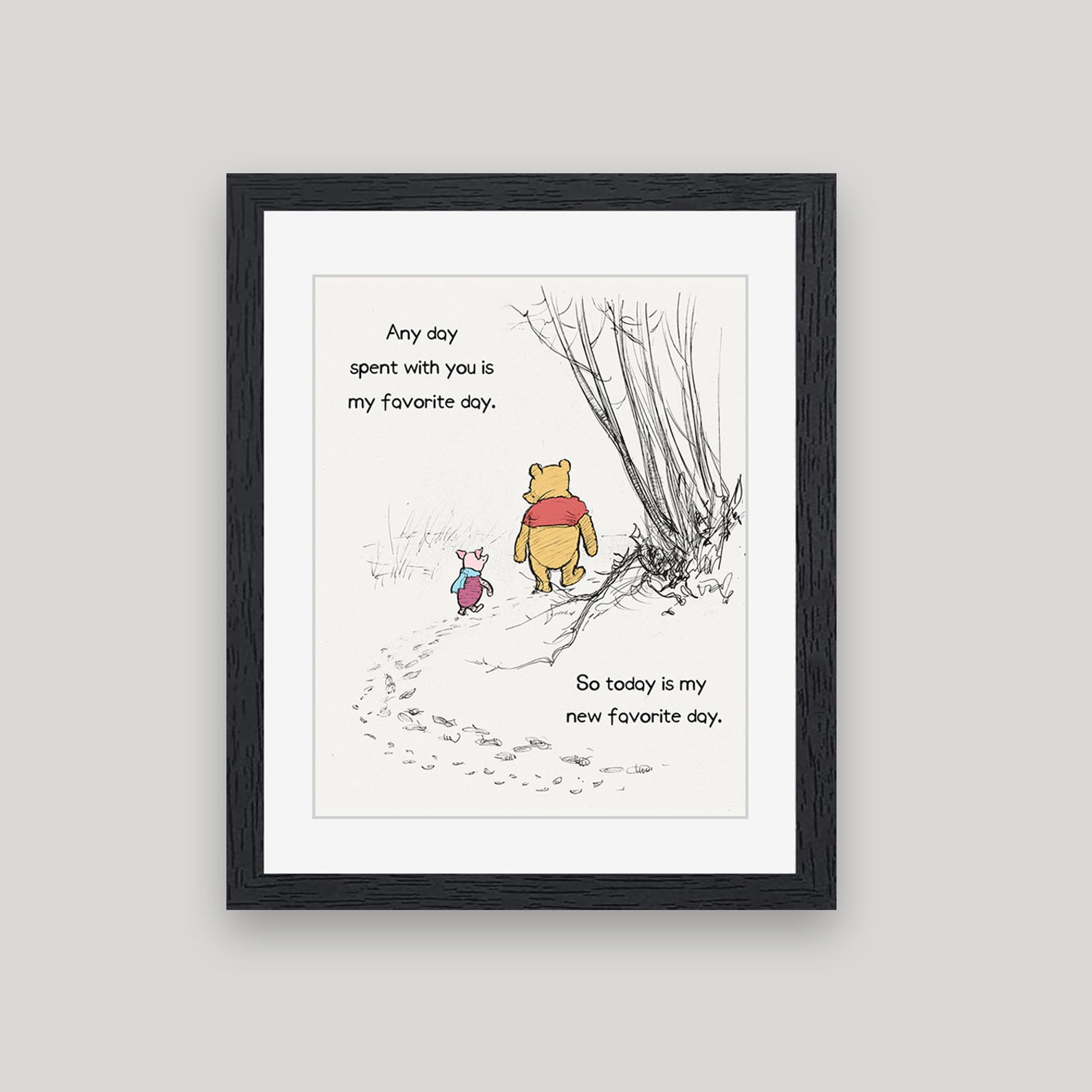 Winnie the Pooh Artwork, My New Favorite Day Art Print, Nursery Wall