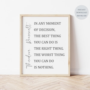 Theodore Roosevelt Quote, Roosevelt Quote, Inspirational Wall Art, Home Sign Wall Decor, Motivational Printable Art Digital Print