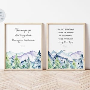 C.S. Lewis Quote, Motivational Wall Art, Positive Quote Posters, Inspirational Wall Décor, Watercolor, Mountain Forest Poster, Digital Print