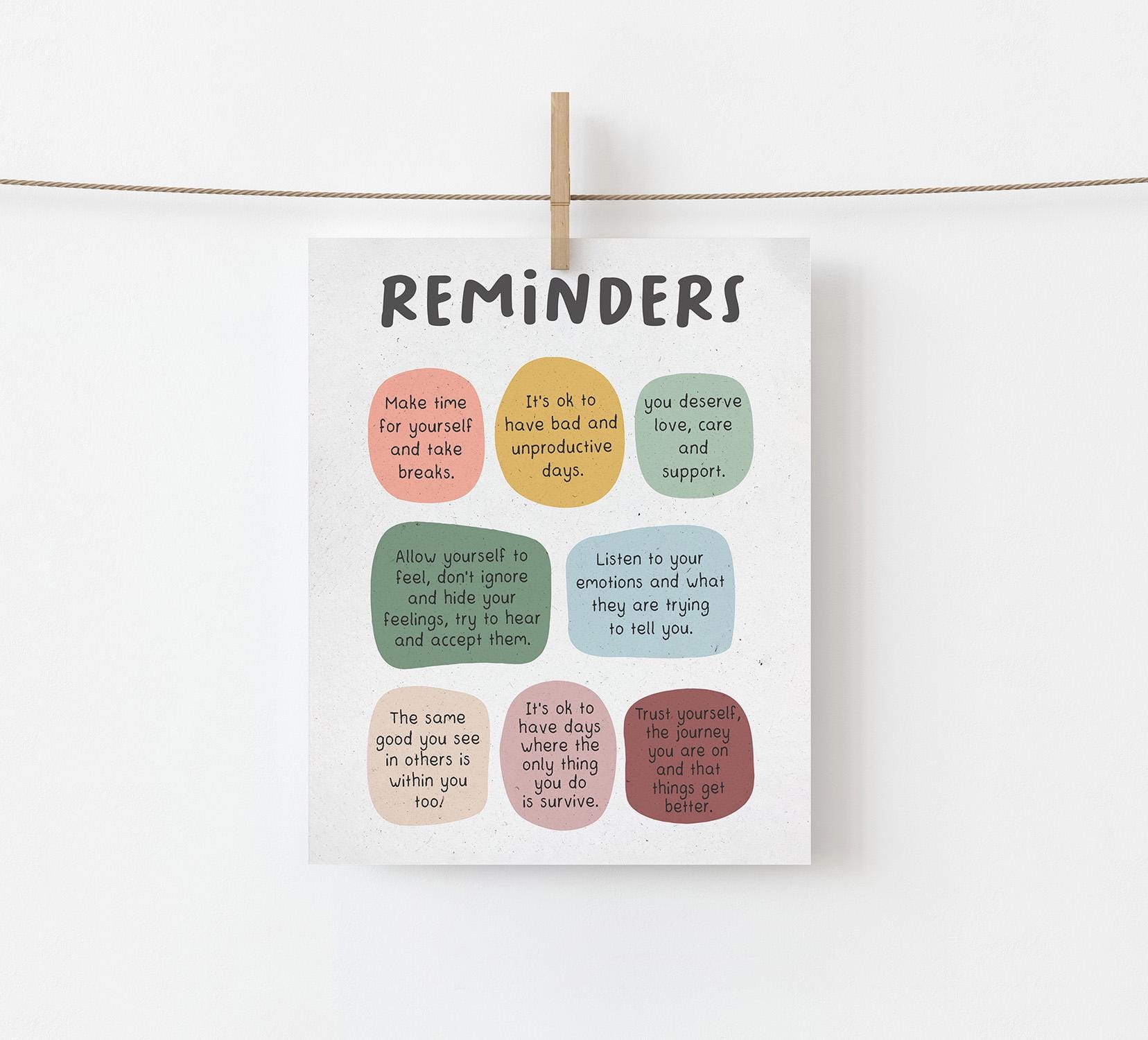 Mental Health Wall Art Print, Daily Reminder Poster, Positive ...