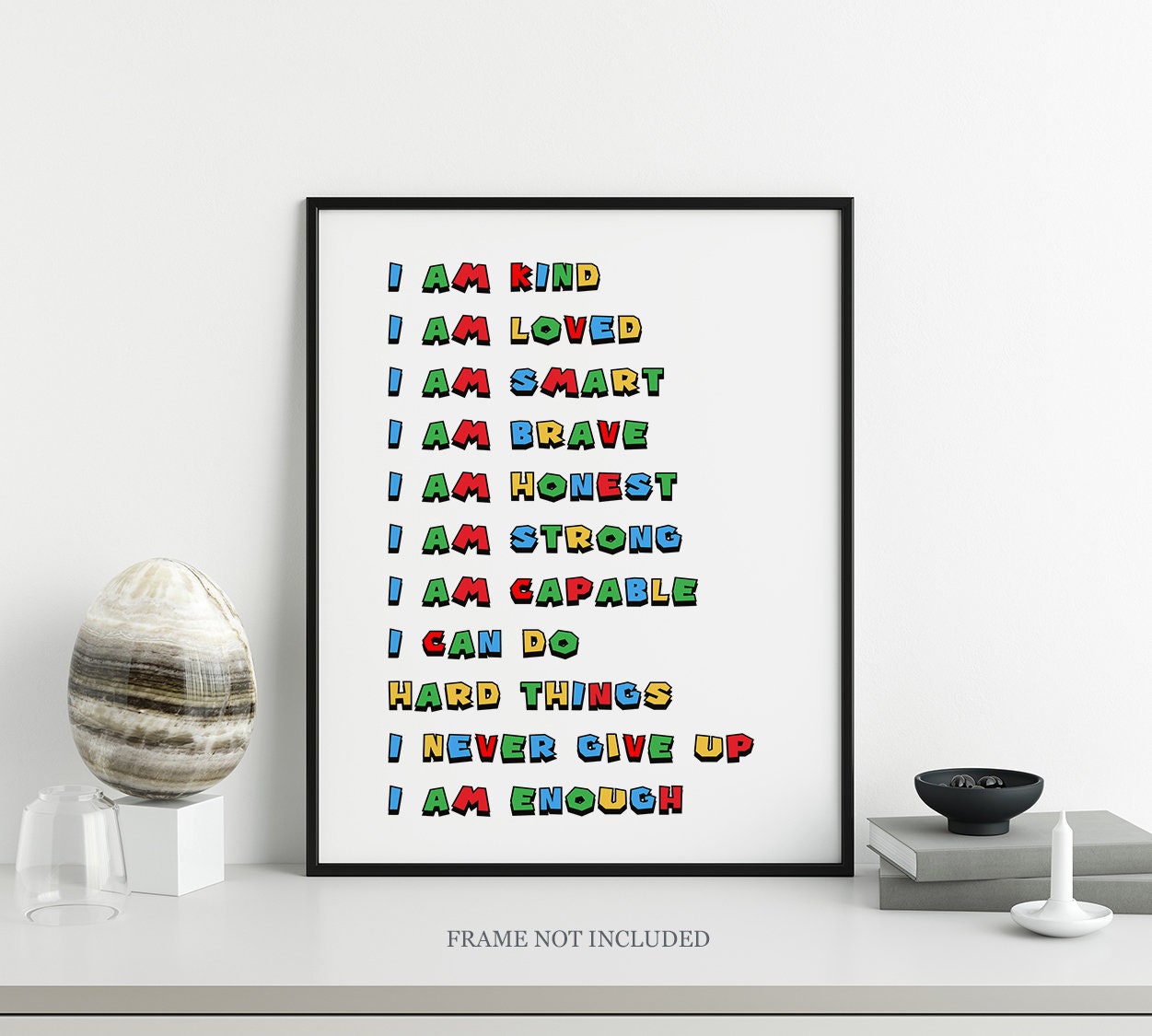 I Am Kids Positive Affirmation Print. Personalised I Am Kind