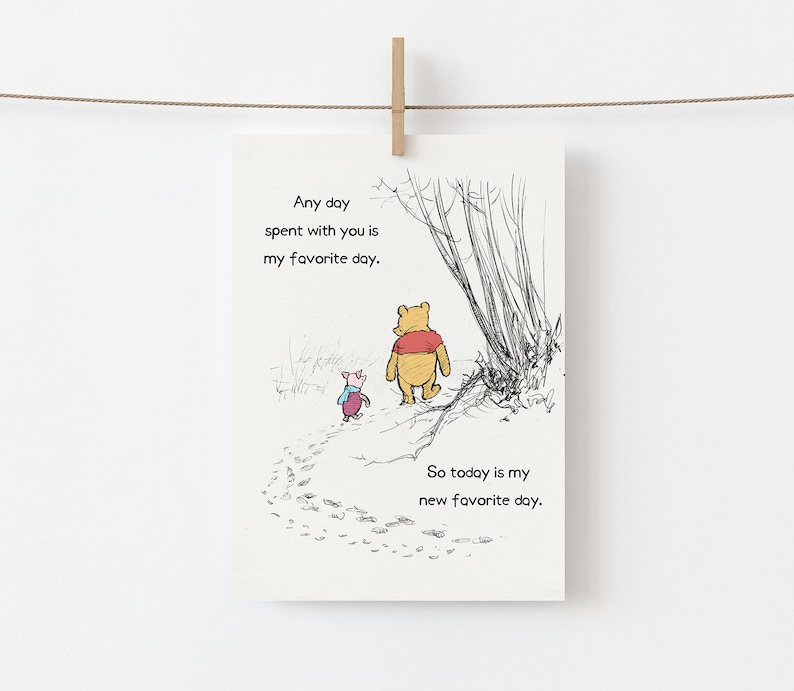 Winnie the Pooh Artwork, My New Favorite Day Art Print, Nursery Wall