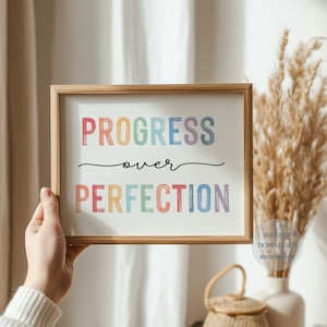 Progress Over Perfection, Classroom Decor, Kids Wall Art, Motivational Art, Inspirational Art, Office Decor, Digital Print