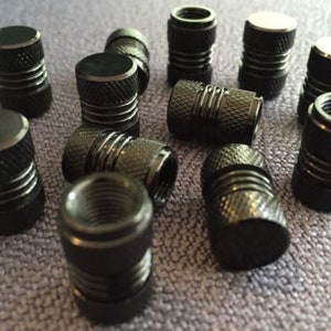 6 ALUMINUM (Premium) Valve STEM CAPS ( Black )