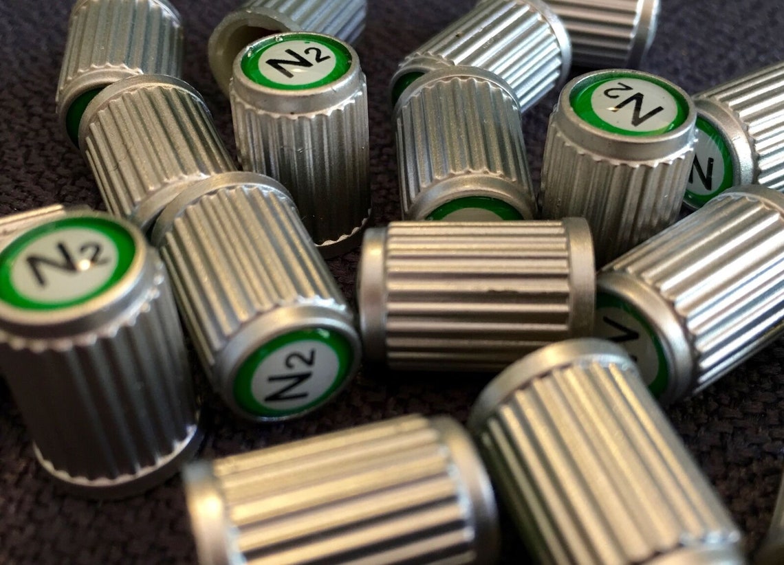 8 Silver nitrogen VALVE STEM CAPS With N2 Inlayed on the Top Etsy