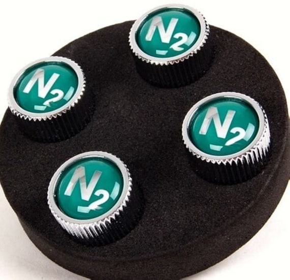 4 Chrome nitrogen.. VALVE STEM CAPS N2 Inlayed on Top Etsy