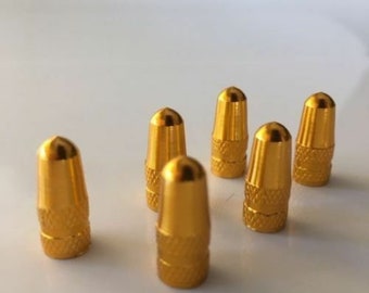 6 Alloy Presta Valve Caps.. + Valve Core Tool ..Gold...MTB..Bike