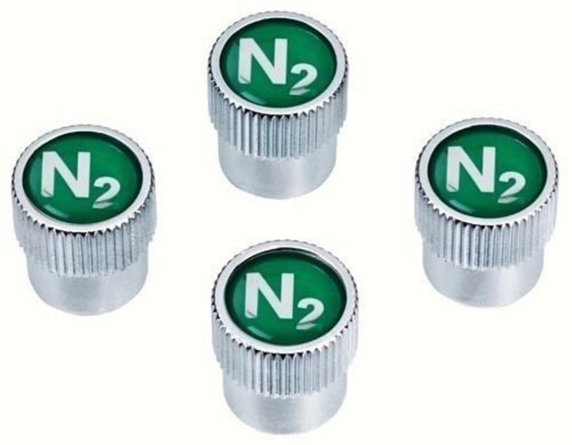 4 nitrogen..chrome.. VALVE STEM CAPS N2 Inlayed on Top Etsy