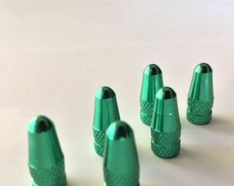 6 Presta Alloy Valve Caps... & 1 Valve Core Tool ...Green