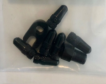 6 Presta Alloy Valve Caps... & 1 Presta Adapter + 1 Valve Core Tool ...Black
