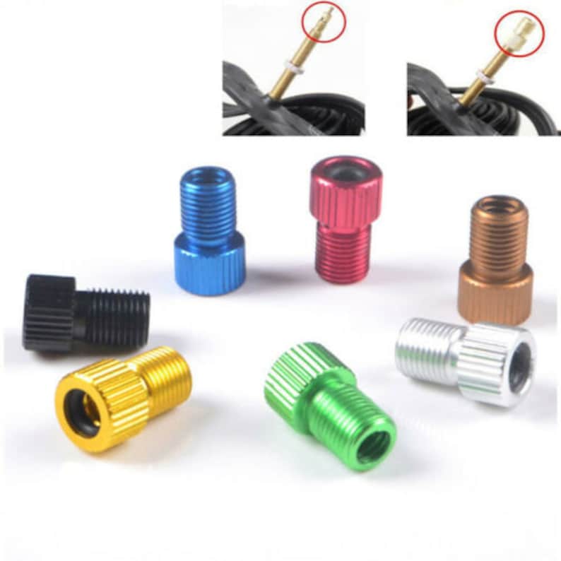 6 Bicycle Presta Valve Caps..alloy & Presta Adapter Valve Core Tool