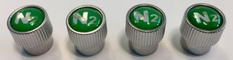 VALVE CAPS ..Chrome..Long.-N2 4 Nitrogen inlayed...TPMS Safe..w/ Window Decal VALVE CAPS ..Chrome..Long.-N2 4 Nitrogen inlayed...TPMS Safe..w/ Window Decal