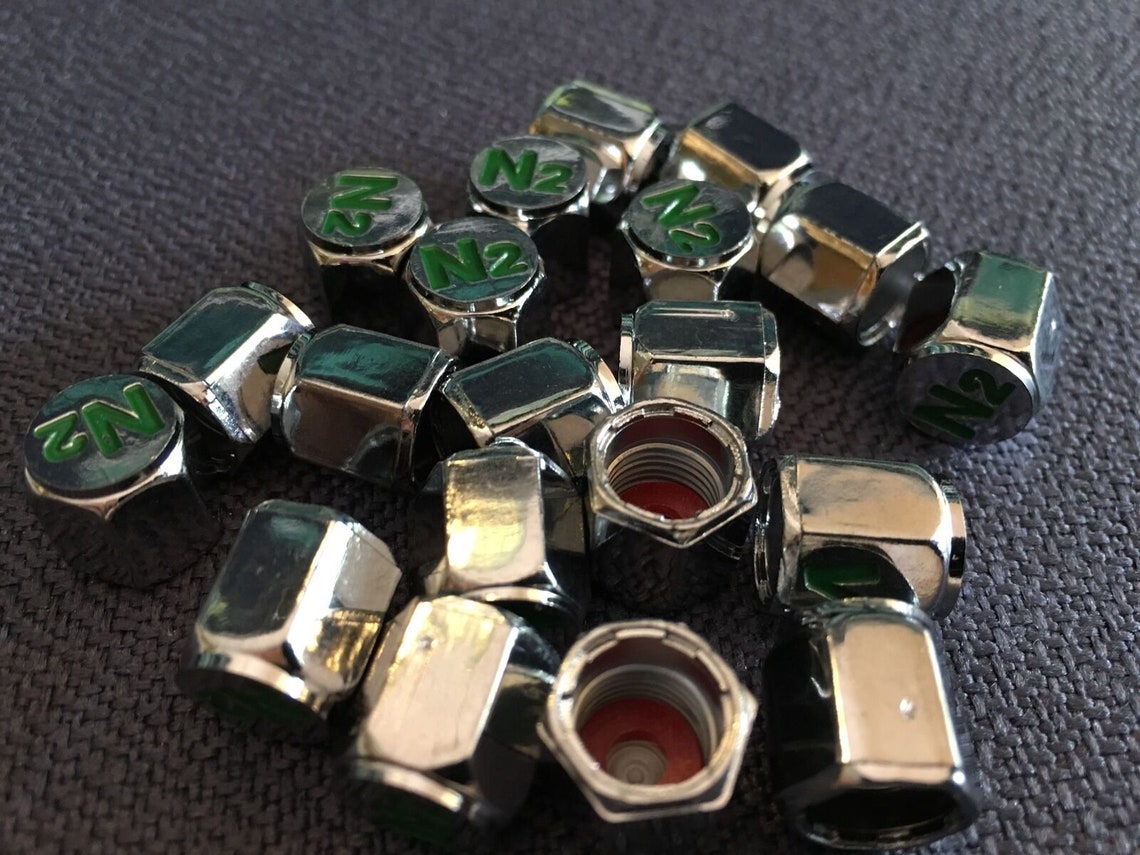 4 Chrome nitrogen VALVE STEM CAPS N2 Embossed on the Top Etsy