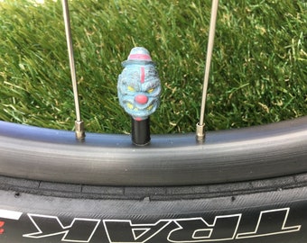 1pr The Clown...Walking Dead... Zombie..Schrader Valve Caps..Bicycle