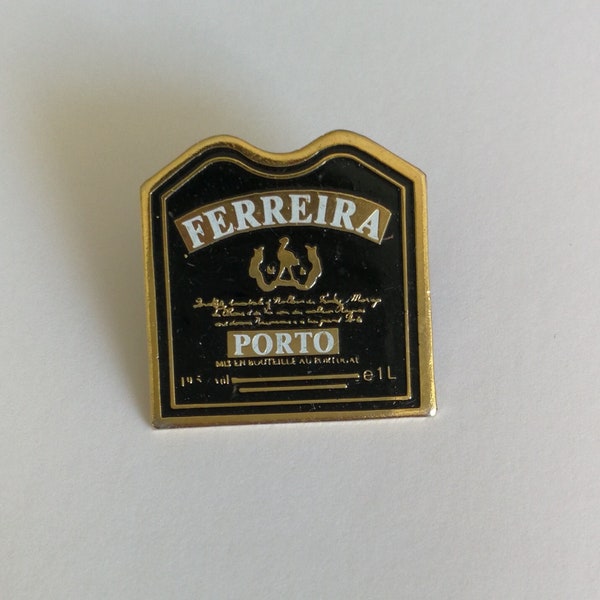 vintage Ferreire Porto Émail Pin Badge Logo Revers Bouteille Esprit Alcool Publicité Boissons Amant Cadeau Barman Cocktail Portugal Régua