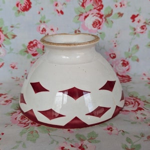 Vintage Französisch Badonviller Rote Diamanten Cafe Au Lait Schüssel Latte Kaffee Petit Dejeuner Küche Dekor Kitchenalia Müsli Alte Retro Digoin