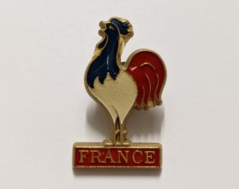 Vintage French Rooster France Pin Badge Logo Made in France Enamel Brooch Advertising french Football Team Sports Coq Flag Bleu Blanc Rouge