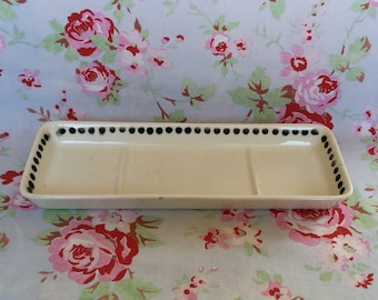 Antique French Green Polka Dots Ceramic Soap Dish Handmade Hand Painted Trinket Dish Sponge Shabby Chic Plate Ring Holder Airbrush