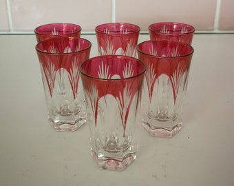 6 Vintage French Liquor Glasses Set of Six Serving Set Apertif Brandy liqueur Small Drinks Shot Glass Bar decor Pubs Man&#39;s Cave Gift Idea
