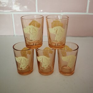 5 Vintage French Liquor Glasses Set of Five Serving Set Apertif Brandy liqueur Small Shot Glass Bar decor Man&#39;s Cave Gift Idea Dog Lover
