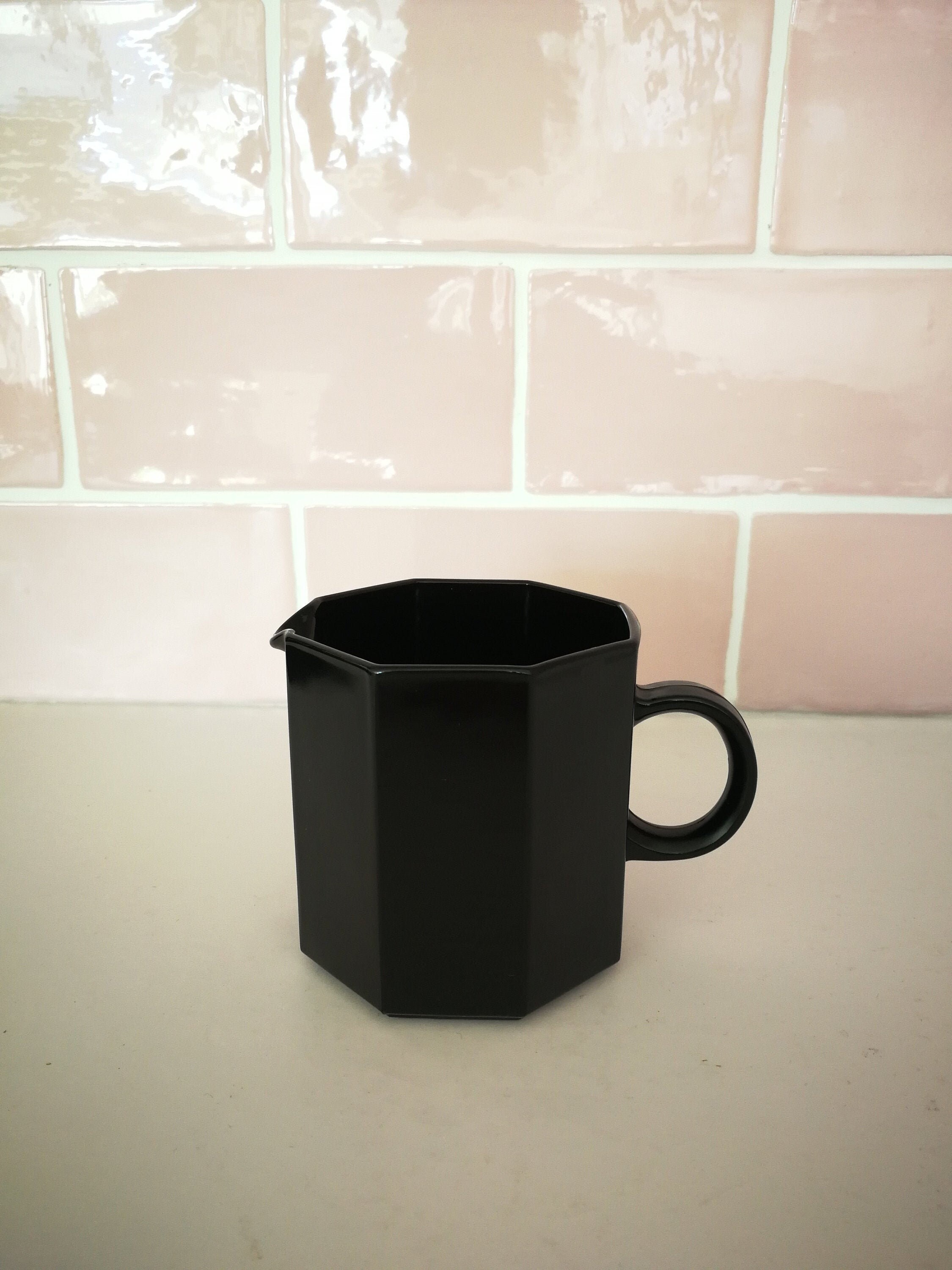 Vintage Français Arcoroc Octime Milk Jug/Creamer Made in France 1980S Octagon Glass Coffee Cup Lumin