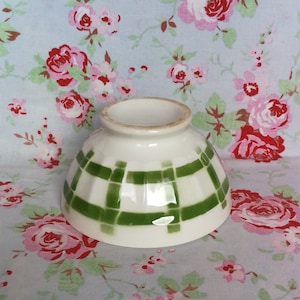 Vintage Französisch Digoin Sarreguemines Cafe Au Lait Facettierte Schüssel Weiß Grüne Streifen Latte Kaffee Petit Dejeuner Sockel Geometrische Linien