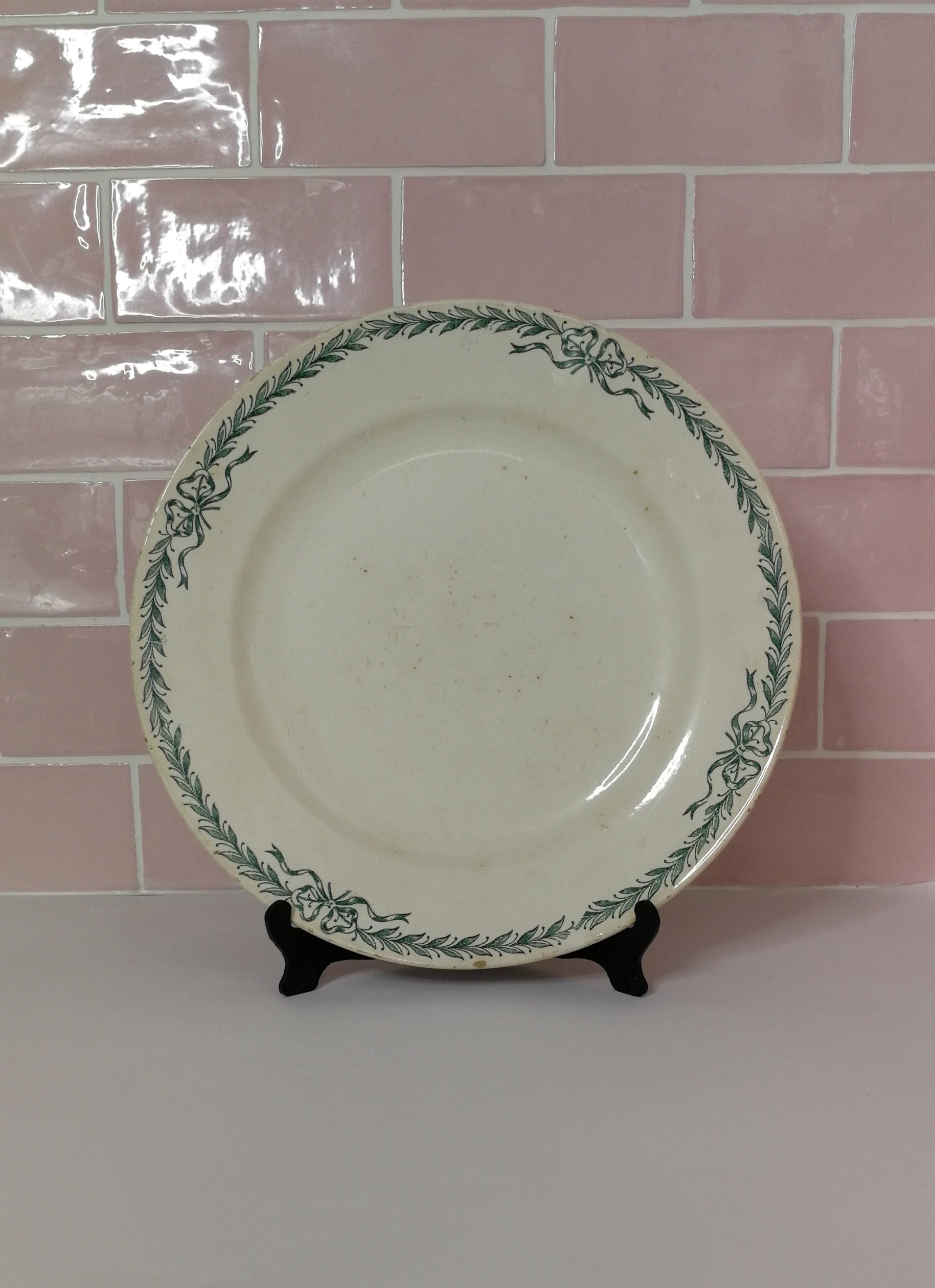 Grand Français Antique Belleville Longchamp Terre de Fer Plat Service Rond Art Nouveau Ironstone Fra