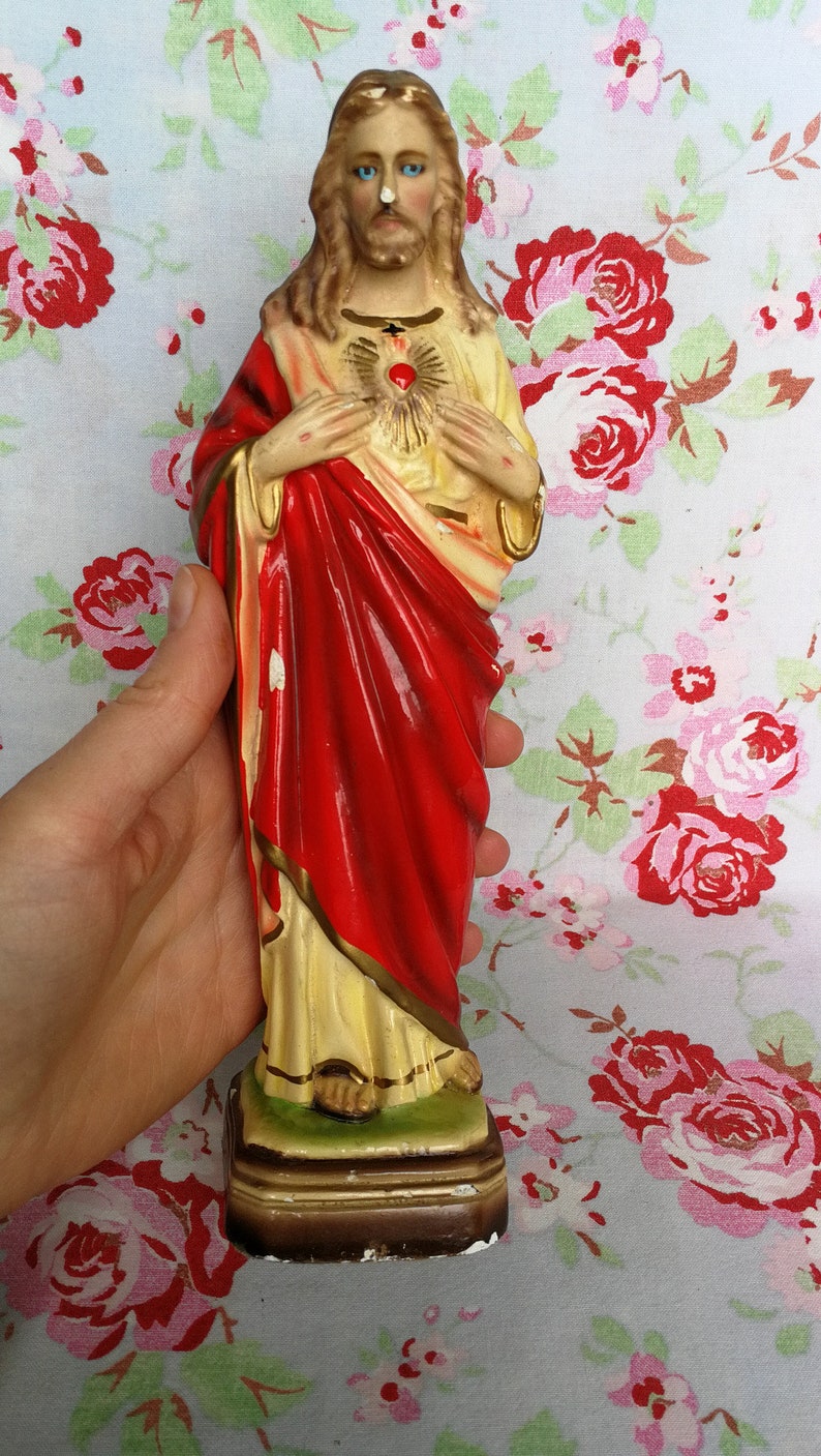 Large Italian Antique Jesus Christ Chalk Statue Religious Etsy