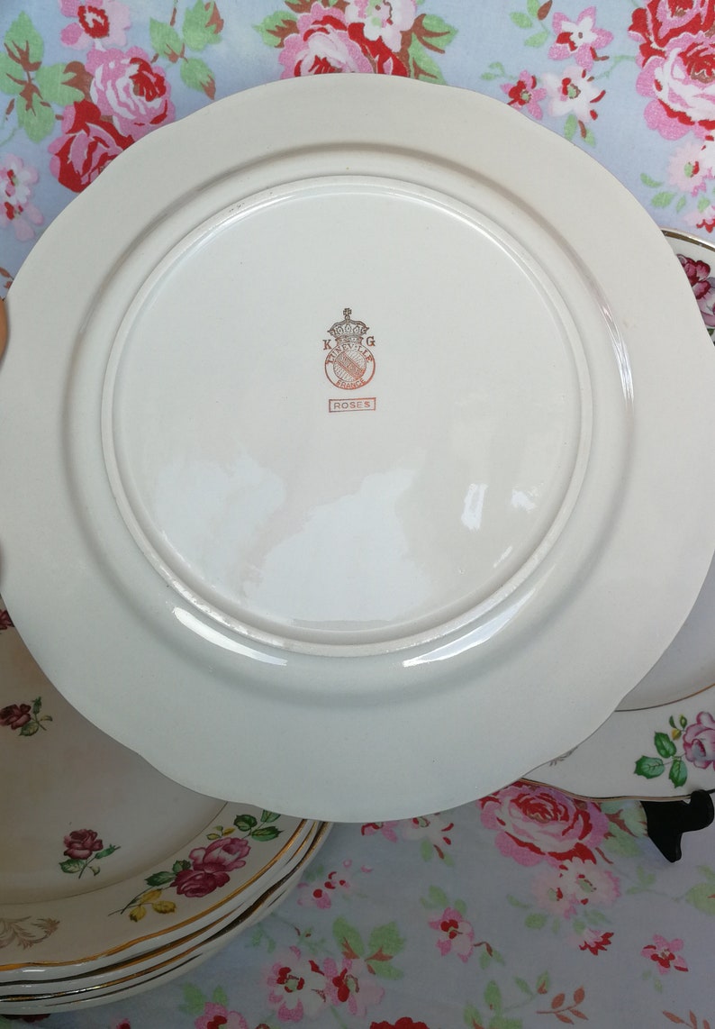 Vintage French Plates Roses Art deco Art Nouveau Very Beautiful Dining plates