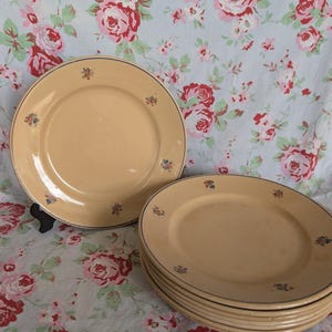 8 assiettes à dessert vintage Badonviller, France, terre cuite, plat d&#39;accompagnement fleurs, vaisselle en faïence, vaisselle rustique rétro
