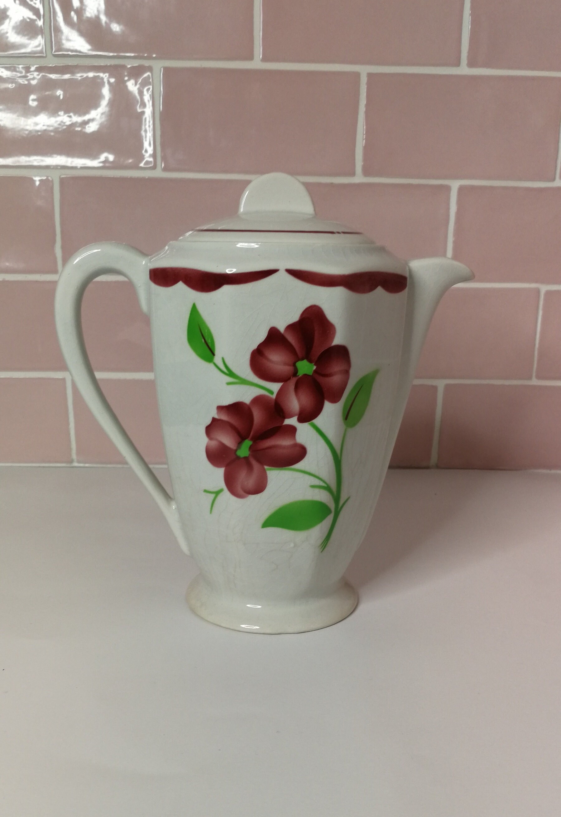 Vintage Français Badonviller Cafetière Thé Made in France Flower Pattern Vintage | Style Digoin Sarr