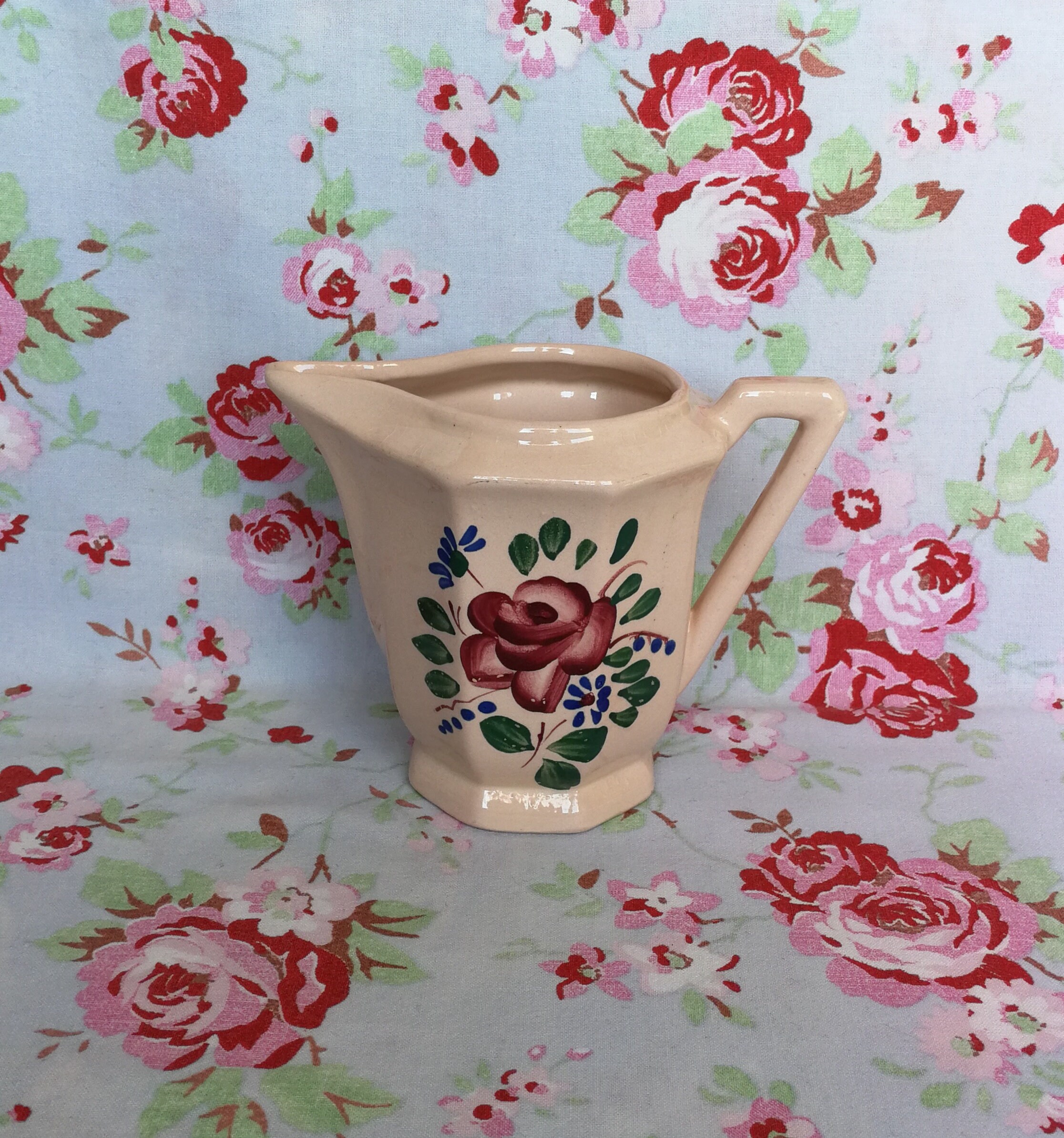 Magnifique Digoin Sarreguemines Baby Pink Milk Jug/Creamer Coffee Set Stamped Signed Made in France 