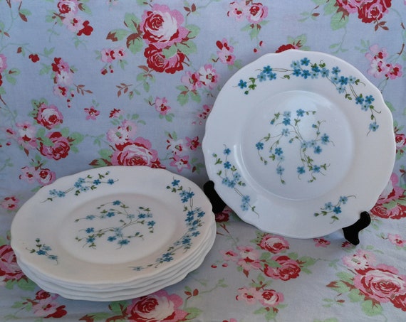 VINTAGE ARCOPAL FRANÇAIS Lot de 6 Assiettes Plates modèle Myosotis Véronica EUR 15,00 - FR
