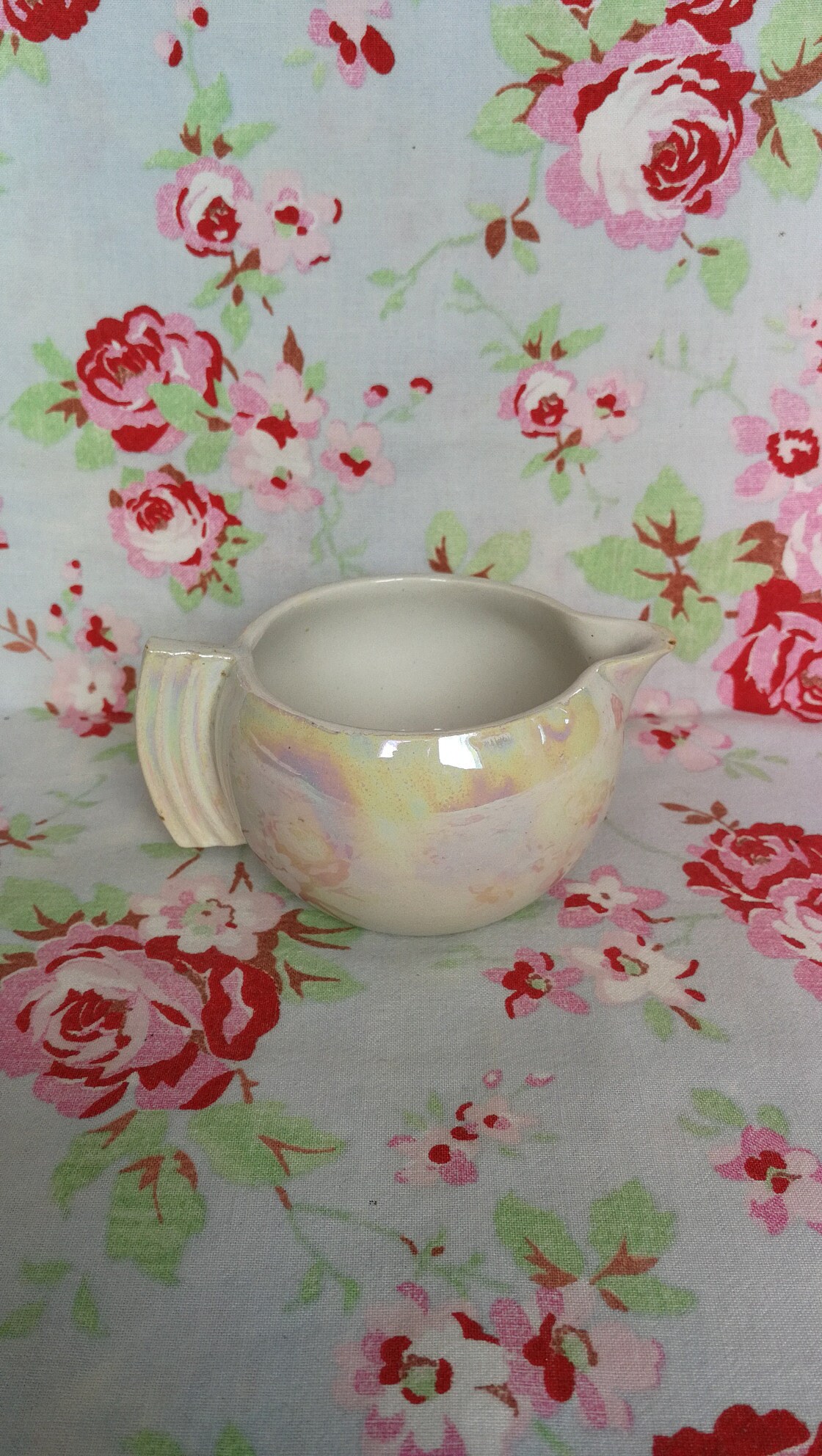 Vintages Français à Lait Pot Pot Crémier Faïence Couleur Métallique Rose Chine Art Déco en France Br