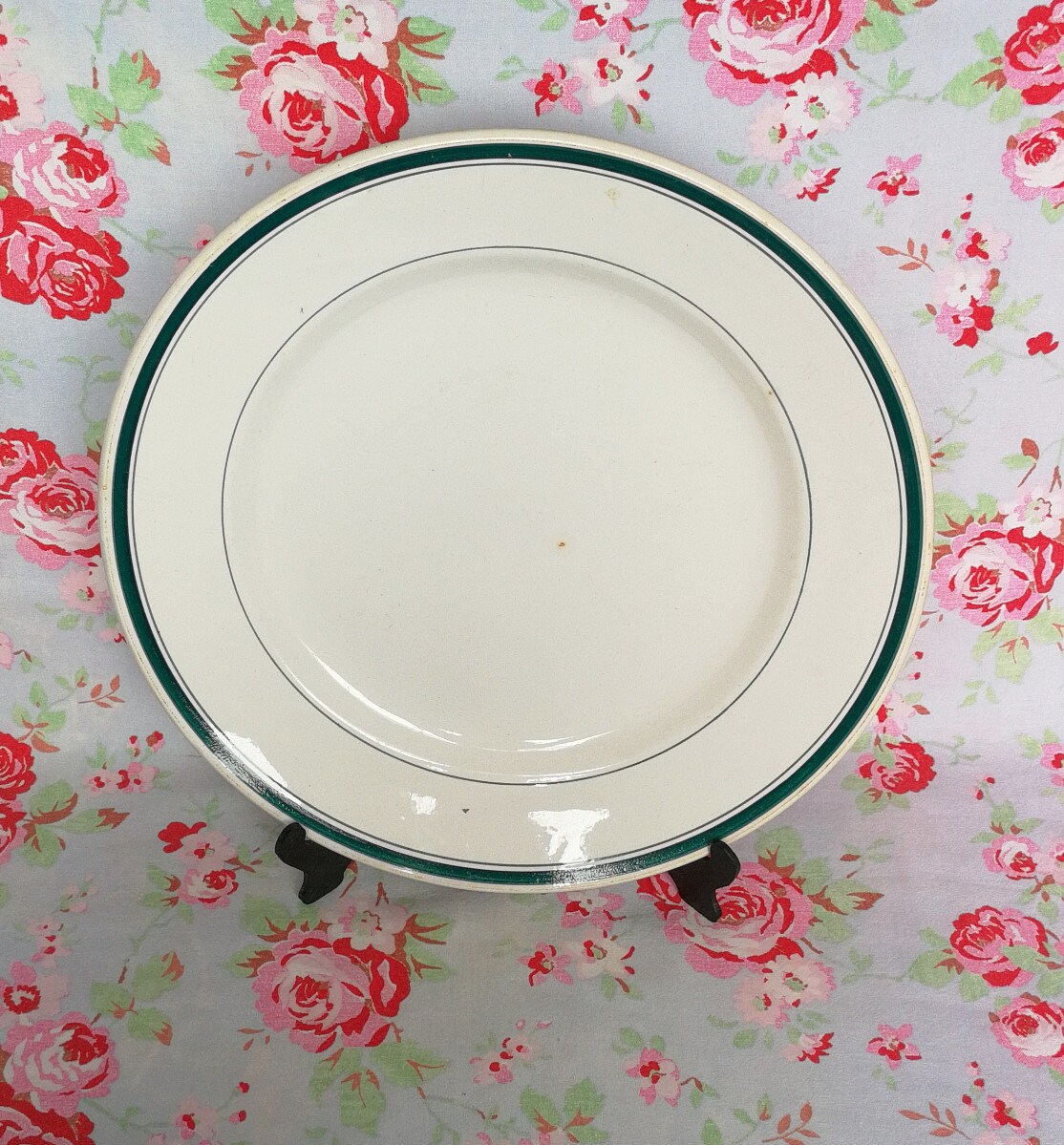 Vintage Français Moulin Des Loups Ironsone Large Serving Plate Signed Stamped France Dishes Green Ri