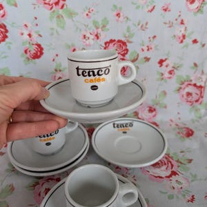 5 Vintage Tenco Cafés Espresso Cups & Saucers Set of 5 Coffee Expresso Coffee Brand Café Bar Bistrot Bistro Advertising Nespresso Portugal