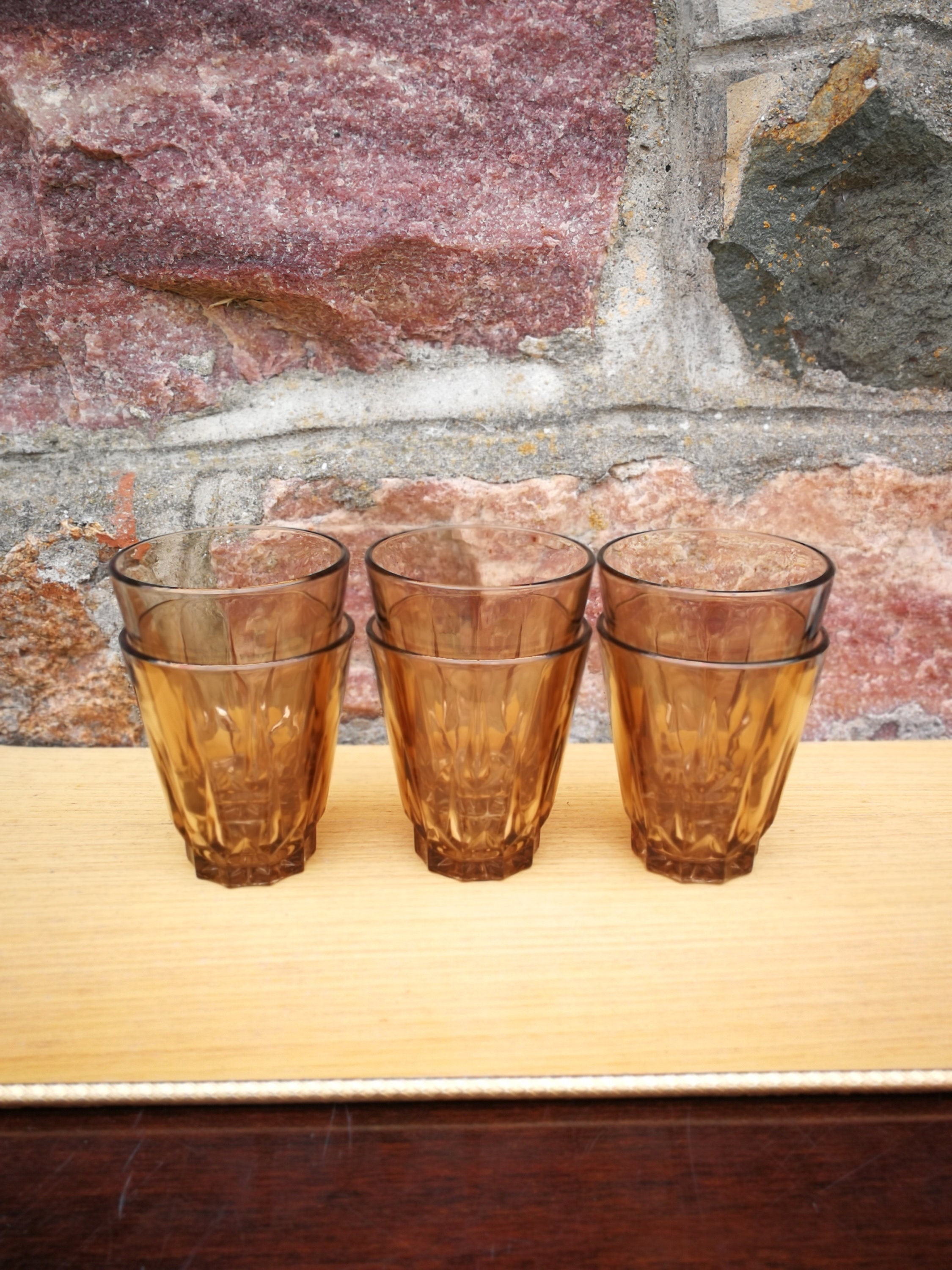 6 Vintage French Smokey Brown Drinking Glasses Machine Made in France Resistant Transparent Bistro Vereco Arcopal Arcoroc Bistrot Café