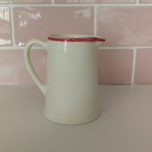 Prachtige Vintage Franse witte en roze melkkan / creamer koffie set gestempeld ondertekend gemaakt in Frankrijk Vintage Franse Faience thee Set