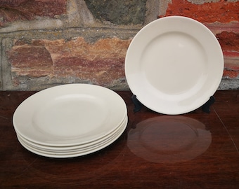 6 Vintage Französisch Digoin Sarreguemines Dessert Teller Soft Frankreich Steingut Keramik Geschirr Hell Beige Elfenbein