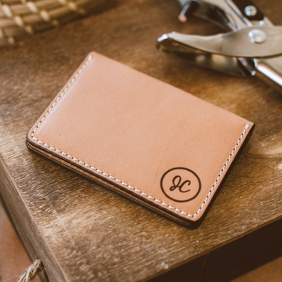 Personalized Men's Leather Wallet Initials on Wallet Etsy
