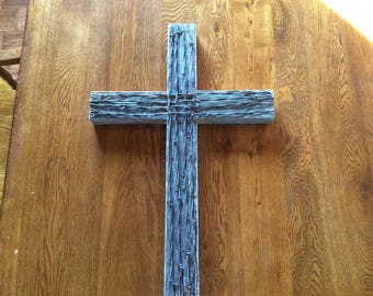 Barnwood and Barbed Wire Cross