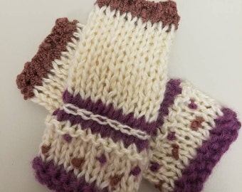 Fingerless gloves/Hand Knitted/Texting/Hand Warmers/Jogging Gloves/Teen/Women/Beige/Office Gloves