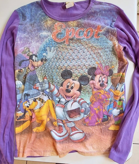 Vintage 90s / 00s Disney Epcot Long Sleeve Purple… - image 1