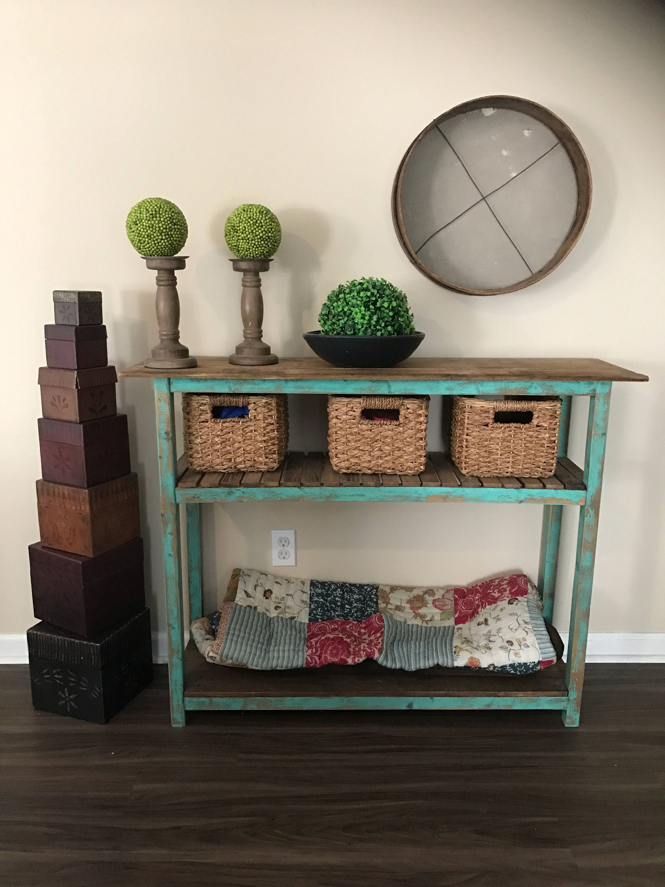 Handmade Farmhouse Style Sofa Table Customizable Distressed Etsy
