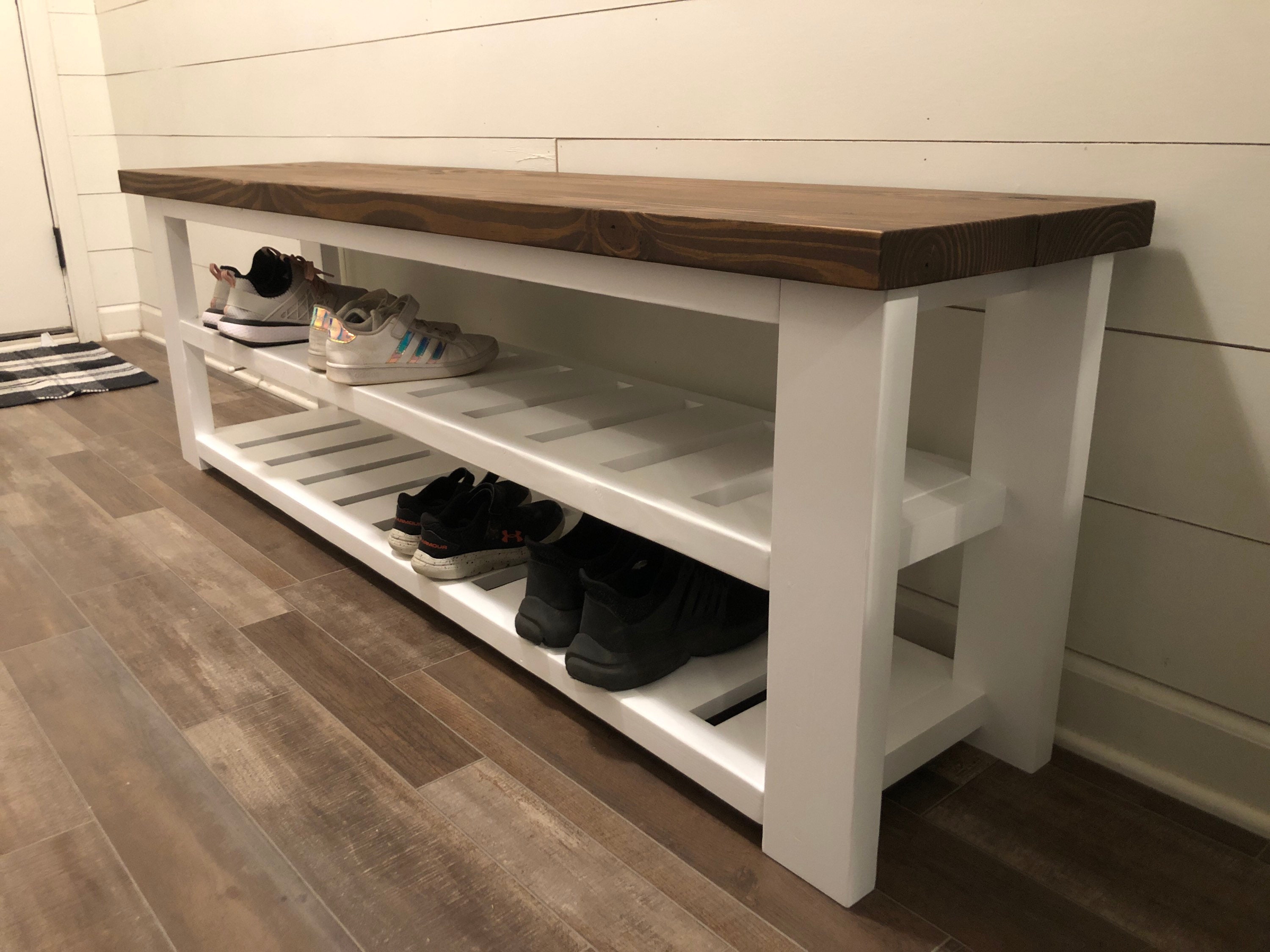 Entryway Bench, Shoe Storage, Shelves, Rustic storage, Farmhouse