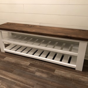 Entryway Bench, Shoe Storage, Shelves, Rustic storage, Farmhouse