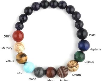 Solar System Bracelet, Handcrafted Beaded Planets