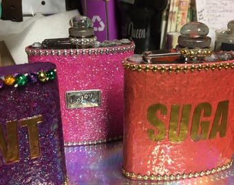 Custom Hand Painted Flask, Personalized Gift
