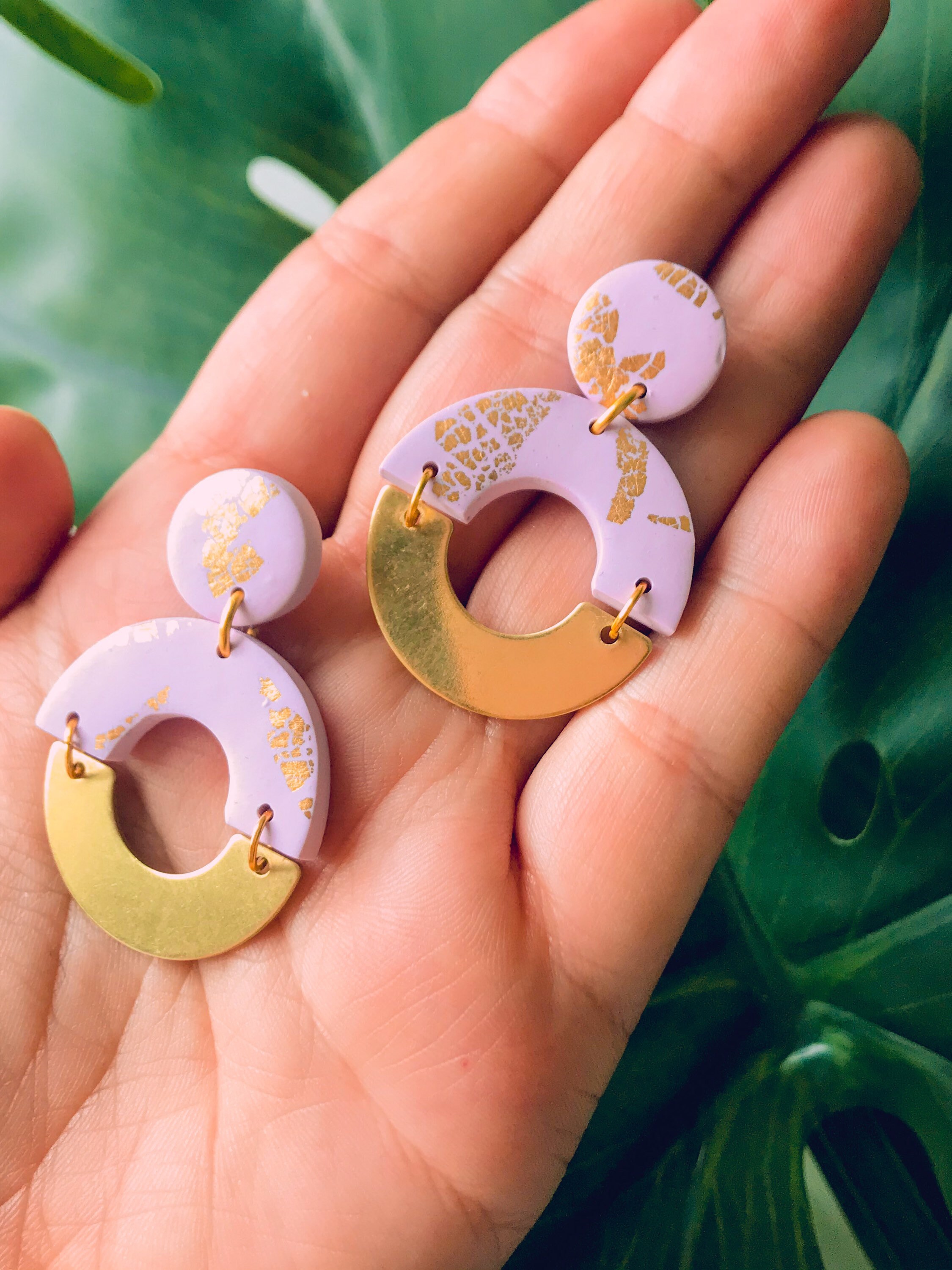 Yellow gold studs Hypoallergenic studs Polymer clay jewelry