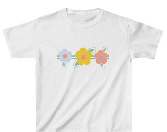 Girl's Floral T-Shirt, Floral T-Shirt, Kids' T-Shirt, Children's Tee, Colorful Flower T-Shirt, Graphic T-Shirt, BoHo Floral Tee,